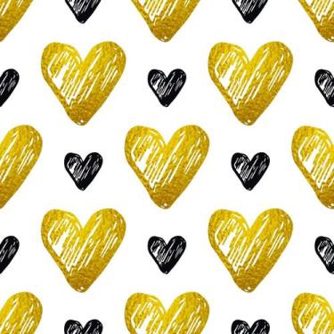 Imagem de Papel De Parede Adesivo Coração Dourado E Preto Quarto 10m - DELIQUADR