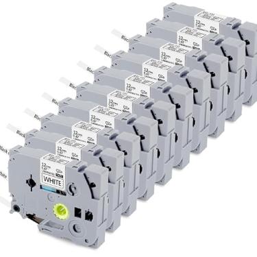 Imagem de Embalagem com 10 fitas adesivas adesivas Brother TZ 12 mm 0,47 laminadas TZe-231 TZ231 TZe231, funciona com P Touch PT-D210 PTD-220 PTH110 D600 D400 1880 etiquetadora