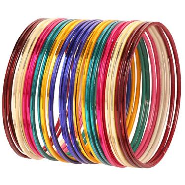 Imagem de Conjunto de 24 pulseiras de metal para mulheres da Touchstone, coleção colorida, moderna, bonita e atraente, com design de bollywood, cor fina, para mulheres. Multicor