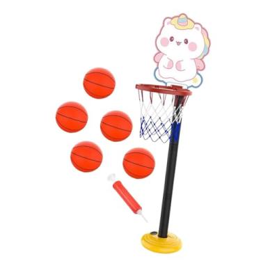 Imagem de Dynwave Conjunto de cesta de basquete para crianças, rede de basquete multifuncional, rack de bola, esportes ao ar livre, brinquedos, suprimentos para, Branco