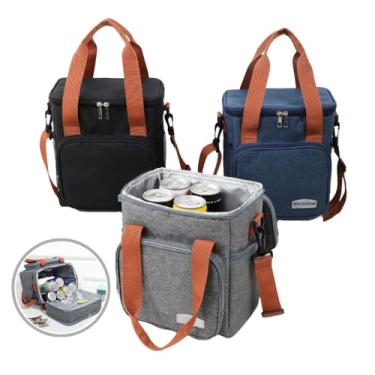 Imagem de Bolsa Térmica Marmita e Lancheira Grande | Compartimento Duplo Design Elegante Unissex | Alça Ajustável Bolsos Laterais Capacidade 13,5L – Ideal para Escola, Academia, Viagem e Trabalho