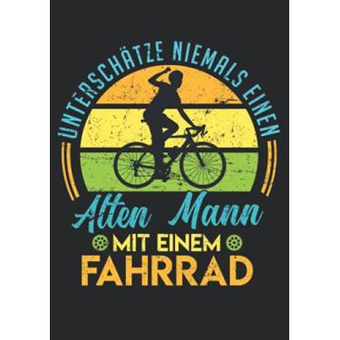 Imagem de Notizbuch A5 dotted, gepunktet mit Softcover Design: Alter Mann mit einem Fahrrad Fahrradfahrer Geschenk Spruch: 120 dotted (Punktgitter) DIN A5 Seiten