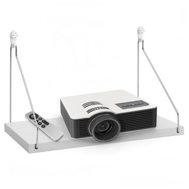Imagem de TERRATREK Prateleira de projetor para parede, prateleira de madeira de 40 x 20 cm com capacidade para até 15 kg, perfeita para projetor, Xbox, PS5, leitor de DVD, prateleira flutuante para TV