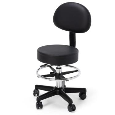 Imagem de Frassie Cadeira de desenho com encosto ajustável spa bar cadeira de mesa multiuso para escritório, cadeira de trabalho giratória com anel de apoio para os pés (preto)