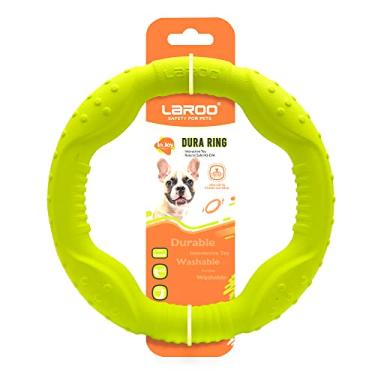 Imagem de LaRoo Brinquedos de anel voador para cães, brinquedos de disco flutuante para cães voadores, treinamento de animais de estimação de verão ao ar livre brinquedos de mastigar duráveis para cães médios e grandes (verde médio/22 cm)