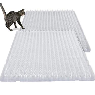 Imagem de 20 peças de tapete repelente de gatos ao ar livre interior tapete transparente para gatos tapete repelente de gatos de plástico para gatos com pontas protetores de plantas de gatos, cães, pássaros, 40 x 33 centímetros