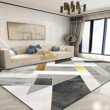 Imagem de Tapete geométrico dourado para sala de estar, decoração de área grande, tapetes para casa, quarto, sofá macio, JH021, flanela, 6.200 x 300 cm, 78,7 x 118 pol.