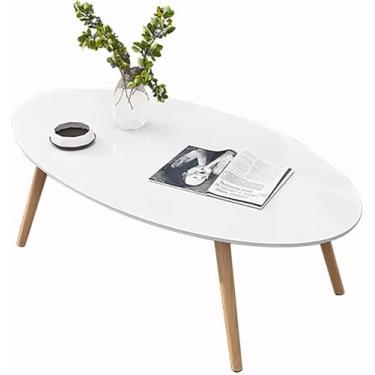 Imagem de Mesa lateral de sofá, mesa de centro de madeira maciça estilo japonês, mesa oval de lazer para sala de estar de apartamento pequeno, para quarto/mesa de estudo, A, 120 x 60 cm