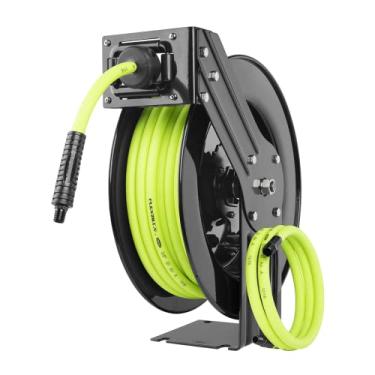 Imagem de Flexzilla Carretel de mangueira de ar retrátil de rosto aberto, 3/8" x 15 m, resistente, leve, híbrido, ZillaGreen - L8611FZ