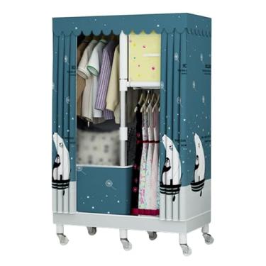 Imagem de Guarda-roupa Armário de guarda-roupa portátil sobre rodas armário de pé grande capacidade armário de armazenamento de roupas móveis organizador de armazenamento armário