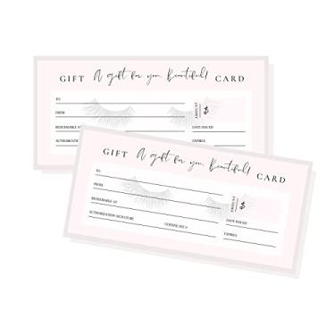 Imagem de Blank Gift Certificates with Lashes | 30 Pack | 3.75 x 8.25" inch Size Gift Card | Eyelash Extension Supplies | Small Business Gift Certificate | Pink & Lash Design
