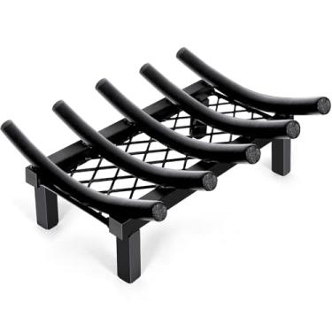 Imagem de Permade Grelha de lareira com retentor de brasa, grade de lareira de 35,5 cm, grade de fogo de aço resistente, lareira de chaminé interna, barra de 3/12.7 cm, suporte para fogão a lenha para