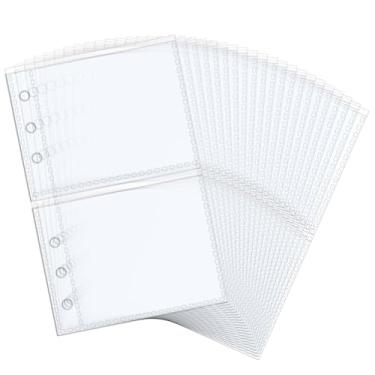 Imagem de 20 peças de protetores de folhas transparentes para fotos A6, 8 cm x 7 cm, 2 bolsos, inserções de cartão de foto, páginas de refil de álbum de fotos para 6 fichários