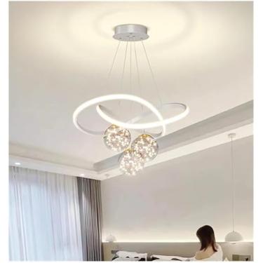 Imagem de Lustre para sala de jantar lustre moderno LED lustre criativo, regulável, controle remoto, cor/brilho, 3000-6000 K, lâmpada suspensa ajustável para quarto, sala de estar, cozinha (cor: