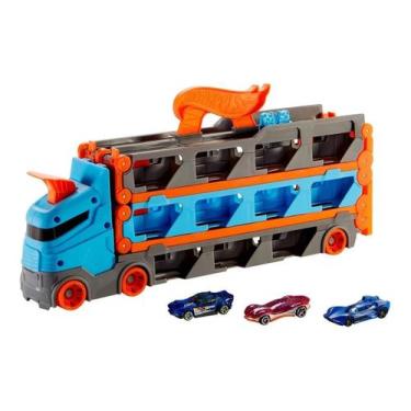 Imagem de Caminhão City Guincho Pista Hot Wheels Corridas Hauler - Mattel, Azul 