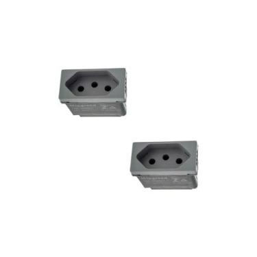 Imagem de Kit 2 Modulos Tomada 10A Cinza Borne 615038CZ+ Pial Plus+ - Legrand