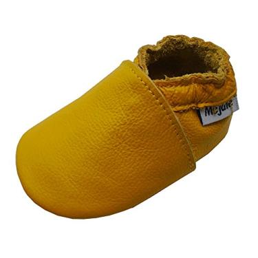 Imagem de Mejale Baby Mocassim infantil de couro macio sem cadarço para bebês, Amarelo, 6-12 Months Infant