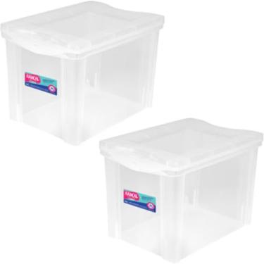 Imagem de 2 Caixas Organizadoras Plástica Altas 30L Ordene Organize Brinquedos Closet Incolor