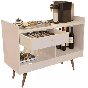 Imagem de Aparador 4064 Buffet Retro Pés Palito com Gaveta JB Bechara Cor Pérola