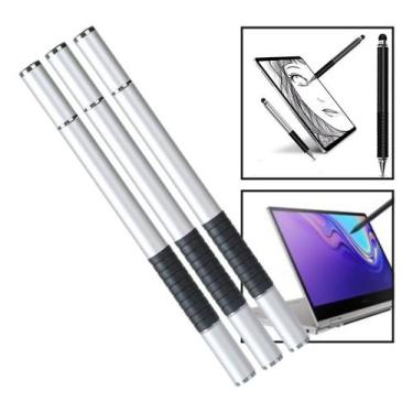 Imagem de Kit 3 Canetas Touch Screen Ponta Fina  Android cor Prata - Thafe