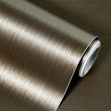 Imagem de Papel de parede dourado escuro 40 cm × 900 cm papel de contato texturizado metálico moderno à prova d'água vinil autoadesivo removível DIY decoração papel de parede para quarto cozinha armários