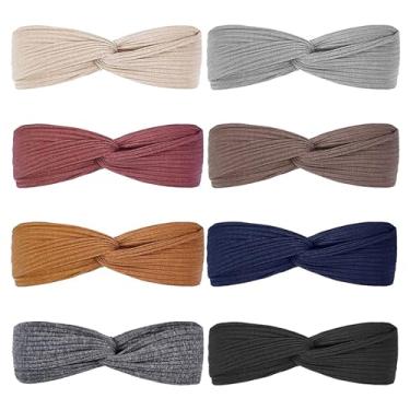 Imagem de 8PCS Cross-Tied Headband para mulheres Face Cleansing Hair Band Set Alta elasticidade Sports Sweat-Absorvente Head Tie type3