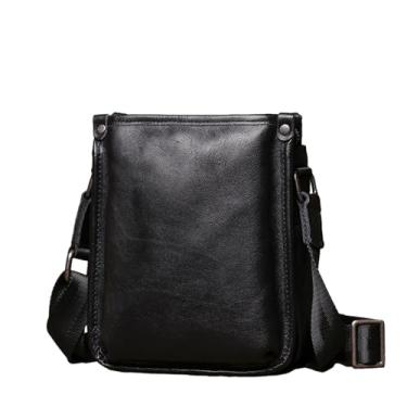 Imagem de Bolsa de ombro masculina casual de couro genuíno, bolsa pequena crossbody para homens, bolsa mensageiro clássica da moda