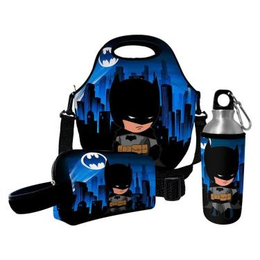 Imagem de Kit Escolar Infantil Lancheira Térmica + Necessaire Plus + Squeeze de Alumínio – ISOPRENE – Me-Unissex