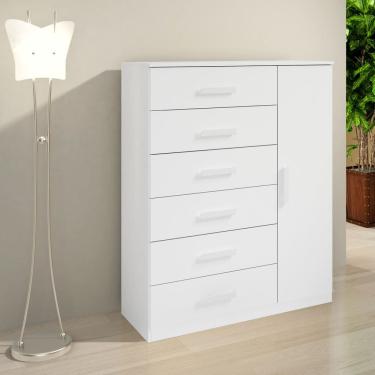 Imagem de Cômoda Sapateira Multiuso Reforçada 1 Porta 6 Gavetas Branco