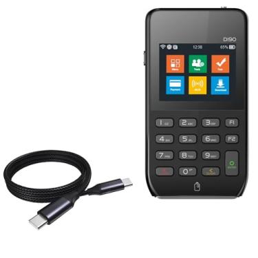 Imagem de Cabo Pax D190, BoxWave [Cabo PD DirectSync (90 cm) - USB-C para USB-C (100 W)] Cabo trançado de 90 cm para carregamento e sincronização Pax D190 - Preto