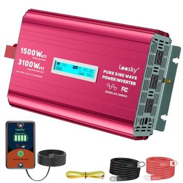 Imagem de LEESKY Inversor De Onda Senoidal Pura De 1500 Watts 12V A 110V 120V Ca 3100W Pico De Potência De Surto Por 2S Controle Remoto Pd36W Usb-C Compatível Com Bateria De Lítio Starlink Para Sistema Solar
