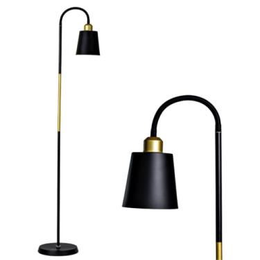 Imagem de Abajur de chão detalhe em cobre luminaria de piso curva luminária chão articulada (Preto)