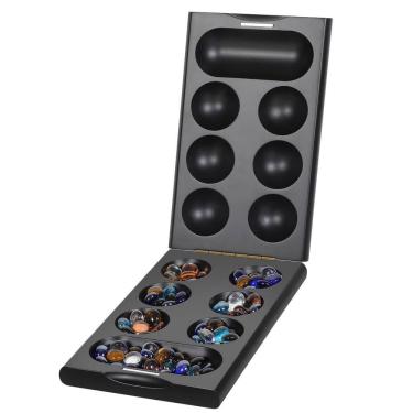 Imagem de Jogo de tabuleiro Mancala ELONGDI de madeira com 48 + 24 pedras de vidro