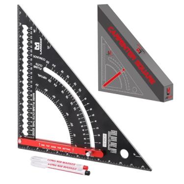 Imagem de LARMEIL Esquadro De Carpinteiro 12" Ferramentas Para Trabalhar Madeira Esquadro, Esquadro De Caibro Ajustável Ferramentas De Carpinteiro, Esquadro De Enquadramento De Esquadro Combinado, Esquadros