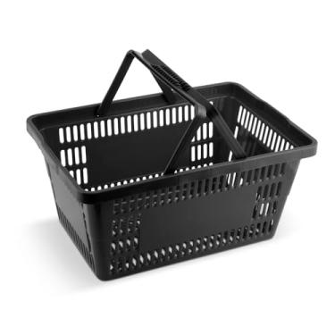 Imagem de 50 Cestas Plástica Supermercado Reforçada Cestinha Preto