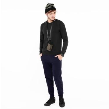 Imagem de Calça Masculina Moletom Básica Jogger Marinho - WX, Azul escuro, GG