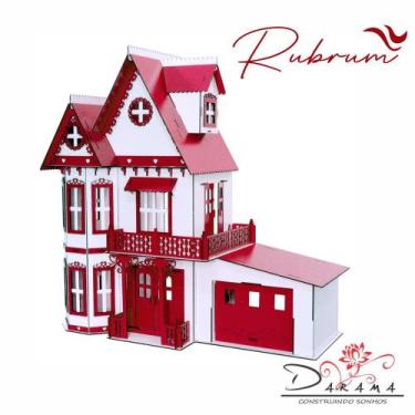 Imagem de Casa de Bonecas Escala Polly Modelo Anne RUBRUM Com Garagem - Darama