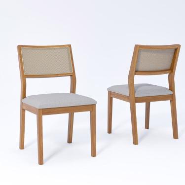 Imagem de Jogo com 2 Cadeiras de Jantar Oiti 52,5cm x 47cm x 86cm Madeira/cinza