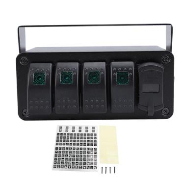 Imagem de Caixa de Interruptor de 4 Gangues, o Painel do Interruptor do Balancim de Liga de Alumínio, Com Interruptores 4x20a e PD Type C, QC 3.0 USB Charger para Carros, Caminhões, (Luz