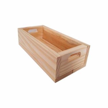 Imagem de Caixote de Feira Decorativo em Madeira Pinus 30cm - KIAGA, NATURAL, 30