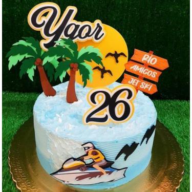 Imagem de Topo de Bolo Sol Praia Verão Jet Ski personalizado - miwl art