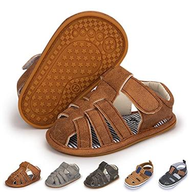 Imagem de Meckior Sandálias para bebês, meninos, meninas, recém-nascidos, antiderrapantes, com sola de borracha macia para bebês, meninos, bico aberto, uso ao ar livre, casual, verão, primeiros andadores, F01