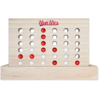 Imagem de Rico Industries NCAA Mini Travel Team 4 in A Row Mini Game- Wooden, Team Colors, 5.5" x 8" (Utah Utes)