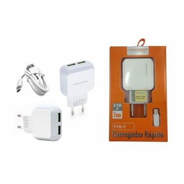 Imagem de Carregador Turbo 2USB 3,1A Tipo-C Cabo Removível - GOLD/HMASTON