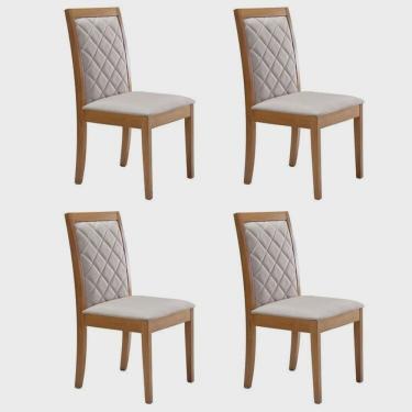 Imagem de Conjunto 4 Cadeiras Estofadas e Madeira Maciça Berlim