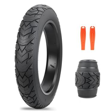 Imagem de MEGHNA Fat Bike Pneu Heavy Duty 50 x 10 cm Mountain Bike Pneu Fat 50 cm Deep Arrow Grooves Substituição Dobrável Todo Terreno para Bicicleta de Neve BMX (Preto, 50 x 10 cm - 1 pacote, sem tubo)