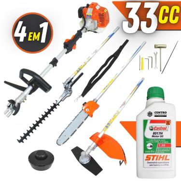 Imagem de Máquina de Cortar Grama á Gasolina c/ óleo stihl VRM330 33cc 1,3hp Roçadeira Multifunções de Corte 4 em 1 c/ Faca 2 Pontas, Cabeçote Nylon + Poda Galh