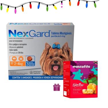 Imagem de Nexgard Antipulgas e Carrapatos Cães de 2 á 4kg C/3 comprimidos + Surpresa
