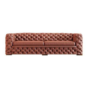 Imagem de Sofá 4 Lugares Gênova 260cm Couro Conhaque G58 - Gran Belo