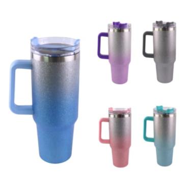 Imagem de Garrafa Termica Glitter 1200ml Brilhante com Canudo